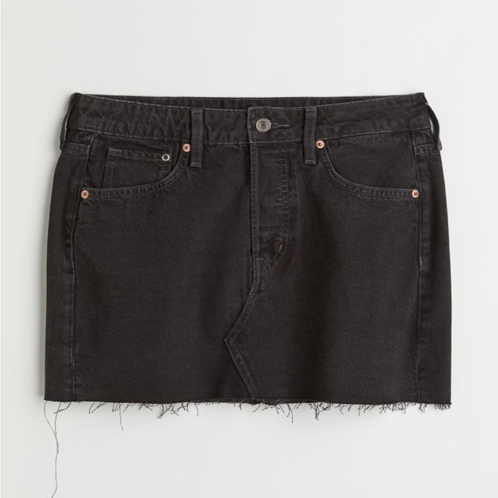 H&M super Low rise denim skirt in black wash